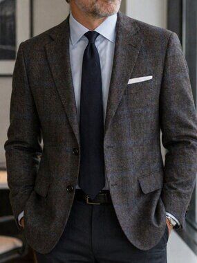 Joseph Abboud Heritage Men's Blazer Sport Coat Size 42 Regular Brown Plaid Wool